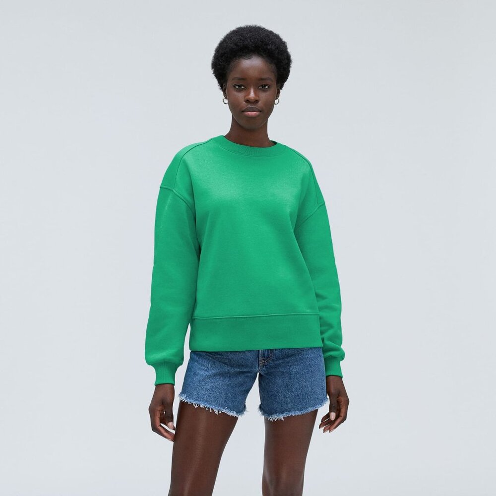 Everlane The Track Oversized Crew Green Base - Size XS